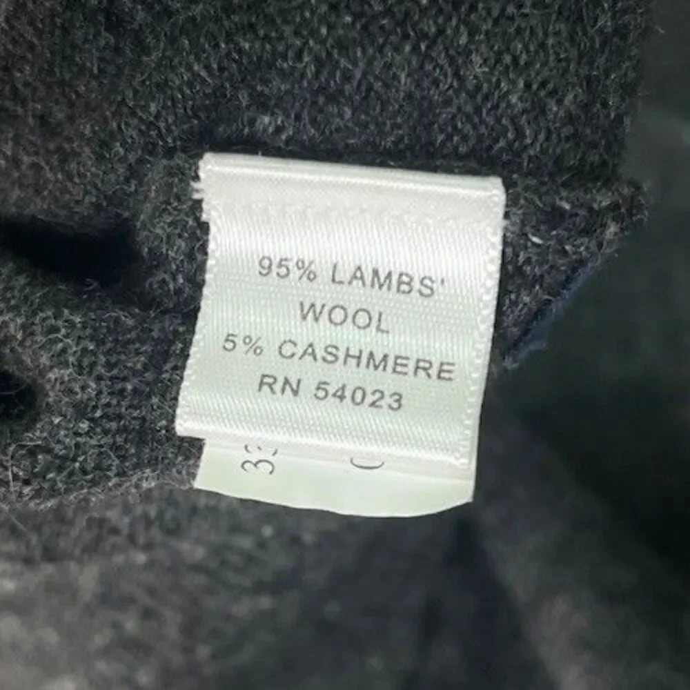 VNTG Banana Republic Mens S Sweater Lambswool Cashmere Gray Elbow Pads V-Neck